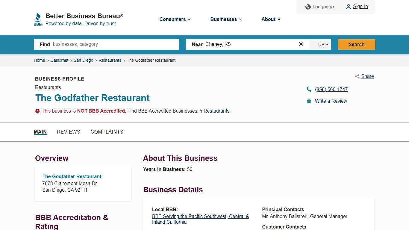 The Godfather Restaurant BBB Business Profile Better Business Bureau